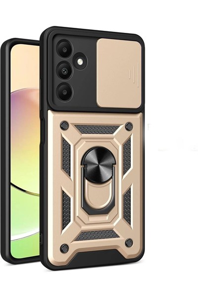 Mey İthalat®  Samsung Galaxy M15 Kılıf Pars Lens Yüzüklü Silikon - Gold