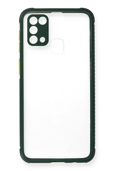 Mey İthalat®  Samsung Galaxy M31 Kılıf Miami Şeffaf Silikon - Koyu Yeşil
