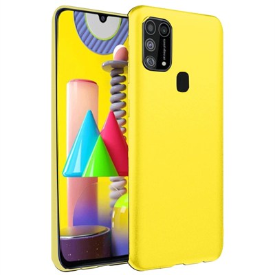 Mey İthalat®  Samsung Galaxy M31 Kılıf Nano içi Kadife Silikon - Sarı