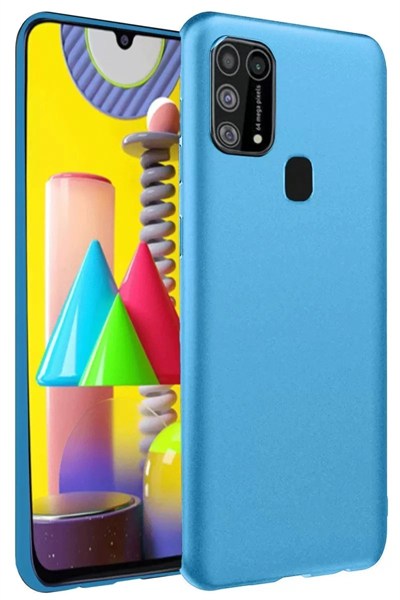 Mey İthalat®  Samsung Galaxy M31 Kılıf Nano içi Kadife Silikon - Mavi
