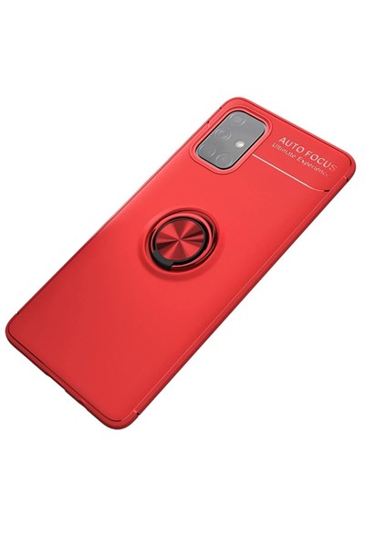 Mey İthalat®  Samsung Galaxy M31S Kılıf Range Yüzüklü Silikon - Kırmızı