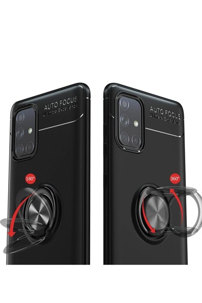 Mey İthalat®  Samsung Galaxy M31S Kılıf Range Yüzüklü Silikon - Kırmızı