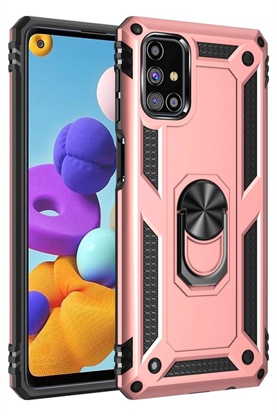 Mey İthalat®  Samsung Galaxy M31S Kılıf Sofya Yüzüklü Silikon Kapak - Rose