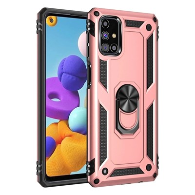 Mey İthalat®  Samsung Galaxy M31S Kılıf Sofya Yüzüklü Silikon Kapak - Rose