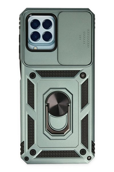 Mey İthalat®  Samsung Galaxy M33 Kılıf Pars Lens Yüzüklü Silikon - Yeşil