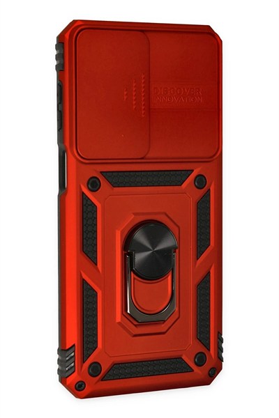 Mey İthalat®  Samsung Galaxy M33 Kılıf Pars Lens Yüzüklü Silikon - Kırmızı