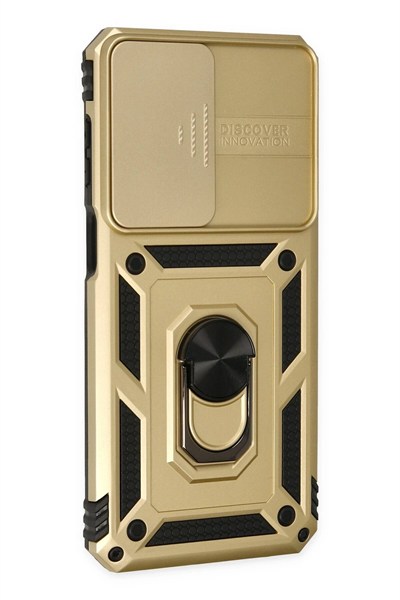 Mey İthalat®  Samsung Galaxy M33 Kılıf Pars Lens Yüzüklü Silikon - Gold
