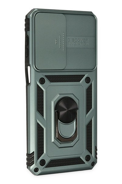 Mey İthalat®  Samsung Galaxy M33 Kılıf Pars Lens Yüzüklü Silikon - Yeşil