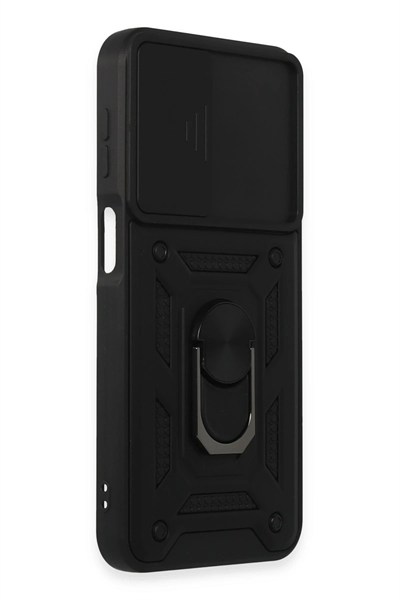 Mey İthalat®  Samsung Galaxy M34 5G Kılıf Pars Lens Yüzüklü Silikon - Siyah