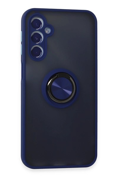 Mey İthalat®  Samsung Galaxy M34 5G Kılıf Montreal Yüzüklü Silikon Kapak - Lacivert
