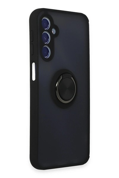 Mey İthalat®  Samsung Galaxy M34 5G Kılıf Montreal Yüzüklü Silikon Kapak - Siyah