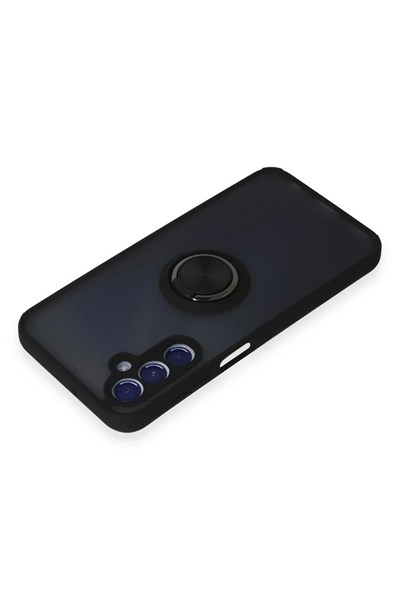 Mey İthalat®  Samsung Galaxy M34 5G Kılıf Montreal Yüzüklü Silikon Kapak - Siyah