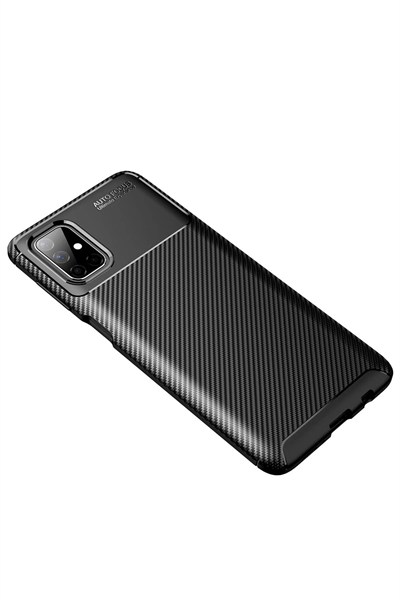 Mey İthalat®  Samsung Galaxy M51 Kılıf Auto Focus Karbon Kapak - Siyah
