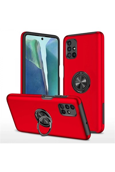 Mey İthalat®  Samsung Galaxy M51 Kılıf Elit Yüzüklü Kapak - Kırmızı