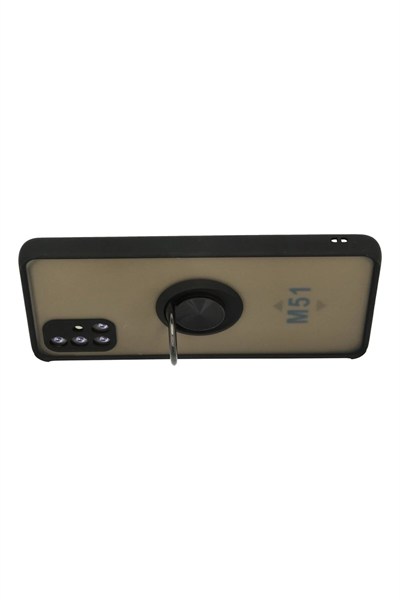 Mey İthalat®  Samsung Galaxy M51 Kılıf Montreal Yüzüklü Silikon Kapak - Siyah