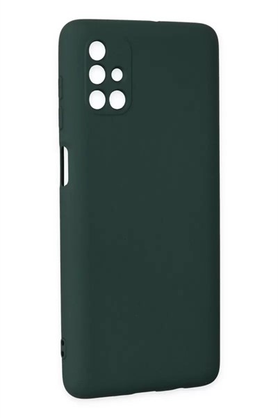 Mey İthalat®  Samsung Galaxy M51 Kılıf Nano içi Kadife Silikon - Koyu Yeşil