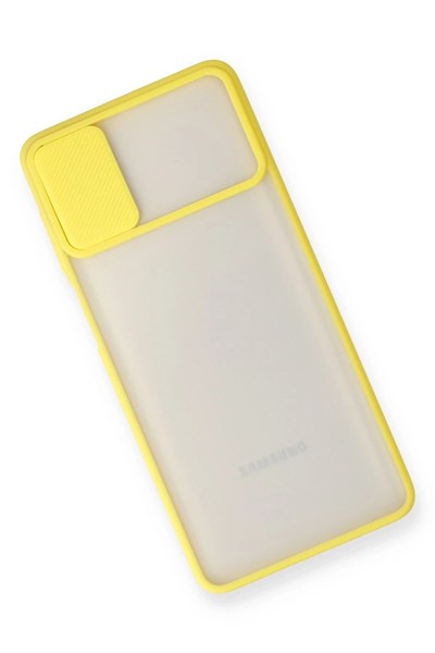 Mey İthalat®  Samsung Galaxy M51 Kılıf Palm Buzlu Kamera Sürgülü Silikon - Sarı