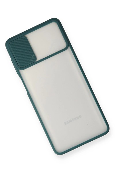 Mey İthalat®  Samsung Galaxy M51 Kılıf Palm Buzlu Kamera Sürgülü Silikon - Yeşil