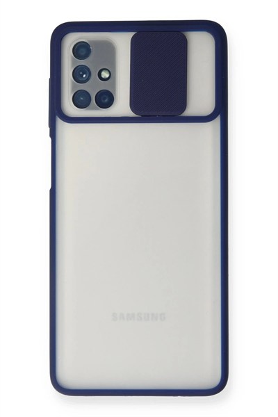 Mey İthalat®  Samsung Galaxy M51 Kılıf Palm Buzlu Kamera Sürgülü Silikon - Lacivert
