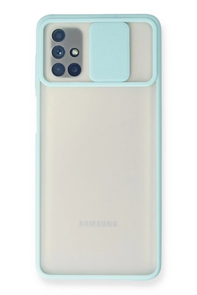 Mey İthalat®  Samsung Galaxy M51 Kılıf Palm Buzlu Kamera Sürgülü Silikon - Turkuaz