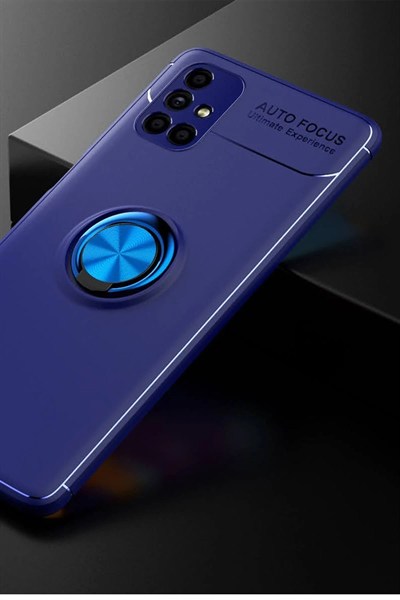 Mey İthalat®  Samsung Galaxy M51 Kılıf Range Yüzüklü Silikon - Mavi