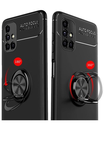 Mey İthalat®  Samsung Galaxy M51 Kılıf Range Yüzüklü Silikon - Siyah-Mavi