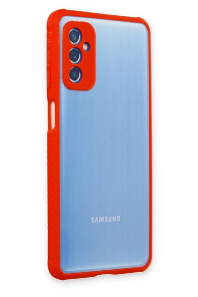 Mey İthalat®  Samsung Galaxy M52 5G Kılıf Miami Şeffaf Silikon - Kırmızı