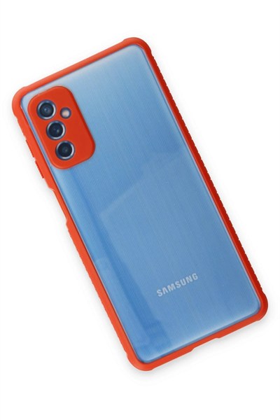 Mey İthalat®  Samsung Galaxy M52 5G Kılıf Miami Şeffaf Silikon - Kırmızı