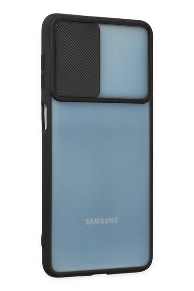 Mey İthalat®  Samsung Galaxy M52 5G Kılıf Palm Buzlu Kamera Sürgülü Silikon - Siyah