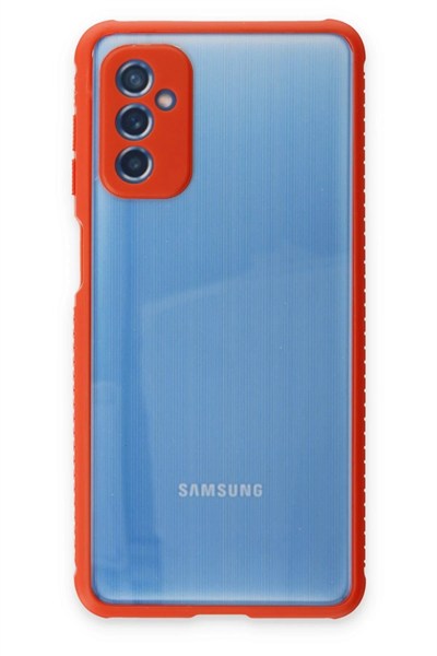 Mey İthalat®  Samsung Galaxy M52 5G Kılıf Miami Şeffaf Silikon - Kırmızı