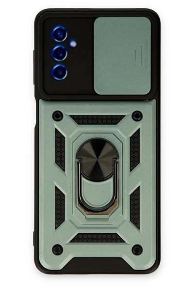 Mey İthalat®  Samsung Galaxy M52 5G Kılıf Pars Lens Yüzüklü Silikon - Yeşil