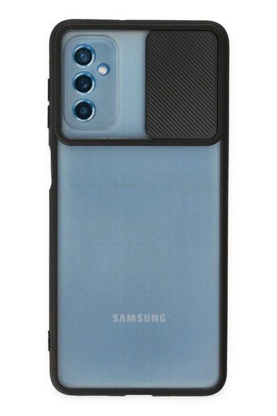 Mey İthalat®  Samsung Galaxy M52 5G Kılıf Palm Buzlu Kamera Sürgülü Silikon - Siyah