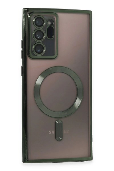 Mey İthalat®  Samsung Galaxy Note 20 Ultra Kılıf Kross Magneticsafe Kapak - Koyu Yeşil