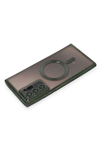 Mey İthalat®  Samsung Galaxy Note 20 Ultra Kılıf Kross Magneticsafe Kapak - Koyu Yeşil