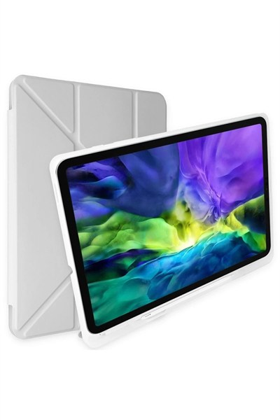 Mey İthalat®  Samsung Galaxy P610 Tab S6 Lite 10.4 Kılıf Kalemlikli Mars Tablet Kılıfı - Gri