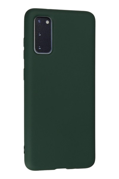 Mey İthalat®  Samsung Galaxy S20 Kılıf Nano içi Kadife Silikon - Koyu Yeşil