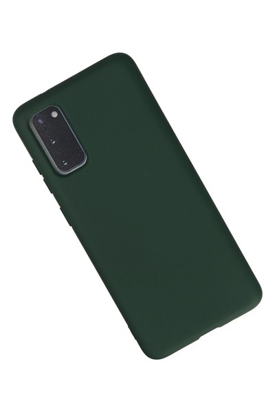 Mey İthalat®  Samsung Galaxy S20 Kılıf Nano içi Kadife Silikon - Koyu Yeşil