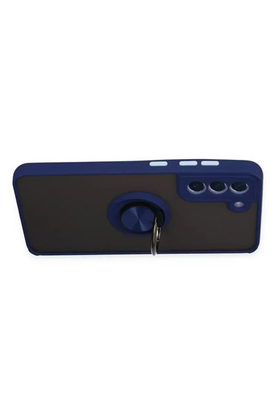 Mey İthalat®  Samsung Galaxy S21 FE Kılıf Montreal Yüzüklü Silikon Kapak - Lacivert
