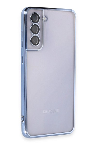 Mey İthalat®  Samsung Galaxy S21 FE Kılıf  Lensli Silikon - Açık Mavi