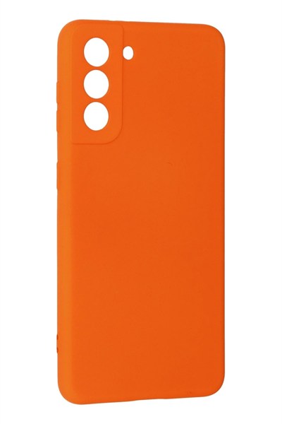 Mey İthalat®  Samsung Galaxy S21 Kılıf Nano içi Kadife Silikon - Turuncu
