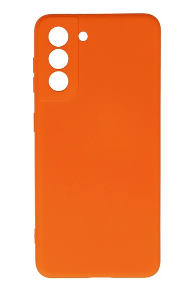 Mey İthalat®  Samsung Galaxy S21 Kılıf Nano içi Kadife Silikon - Turuncu