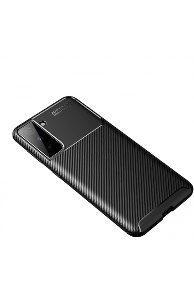 Mey İthalat®  Samsung Galaxy S21 Plus Kılıf Auto Focus Karbon Kapak - Siyah