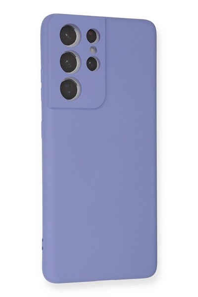 Mey İthalat®  Samsung Galaxy S21 Ultra Kılıf Nano içi Kadife Silikon - Lila