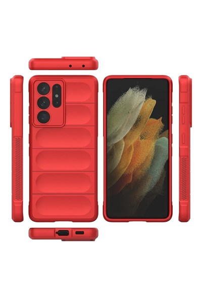 Mey İthalat®  Samsung Galaxy S21 Ultra Kılıf Optimum Silikon - Kırmızı