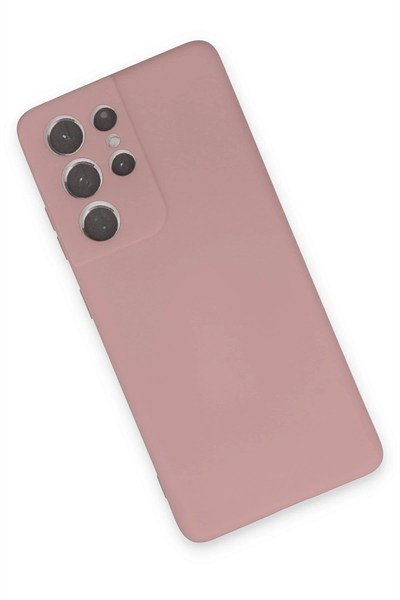Mey İthalat®  Samsung Galaxy S21 Ultra Kılıf Nano içi Kadife Silikon - Pudra