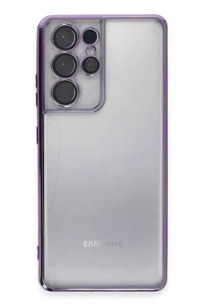 Mey İthalat®  Samsung Galaxy S21 Ultra Kılıf  Lensli Silikon - Mor