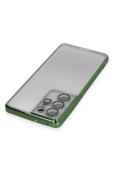 Mey İthalat®  Samsung Galaxy S21 Ultra Kılıf  Lensli Silikon - Yeşil