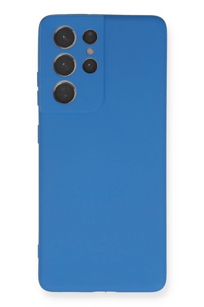 Mey İthalat®  Samsung Galaxy S21 Ultra Kılıf Nano içi Kadife Silikon - Mavi