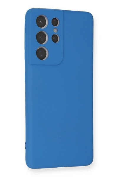 Mey İthalat®  Samsung Galaxy S21 Ultra Kılıf Nano içi Kadife Silikon - Mavi