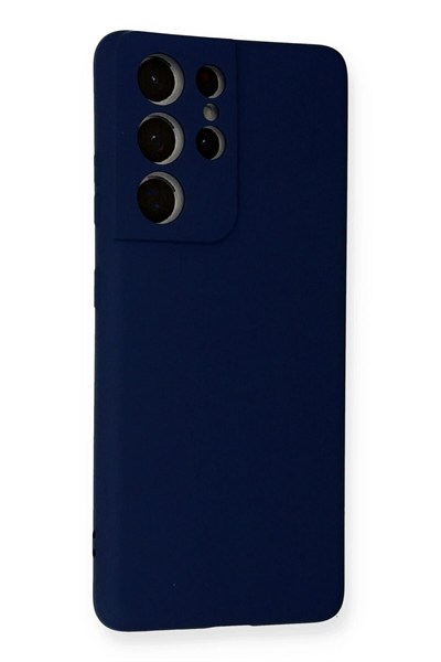 Mey İthalat®  Samsung Galaxy S21 Ultra Kılıf Nano içi Kadife Silikon - Lacivert